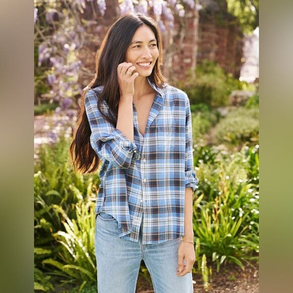 Frank & Eileen plaid Italian brushed cotton button up xs & med - Picture 1 of 6